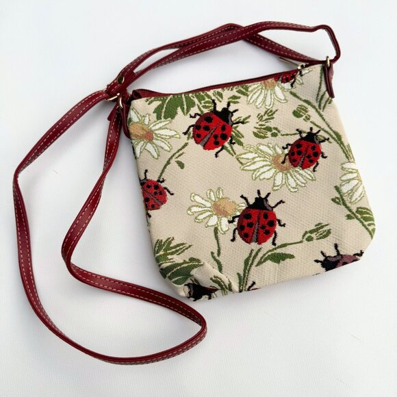 Sainty Ladybug & Flower Tapestry Crossbody Purse – BNWOT – Vintage Style - Picture 7 of 10